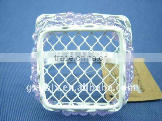 Square/Rectangle wire decorative with blue and purple pearl small easter basket gift basket