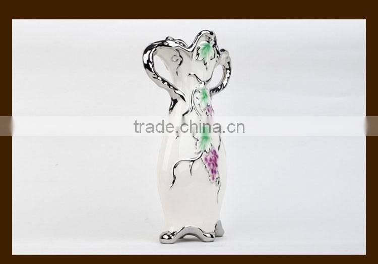 Wholesale dinner plate/ceramic material vase electroplate silvery