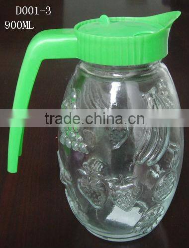 900ml glass water juice liquid jug with handle