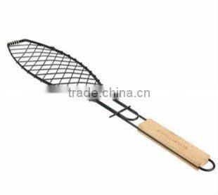 BBQ netting with wooden handle /3 fish bbq net