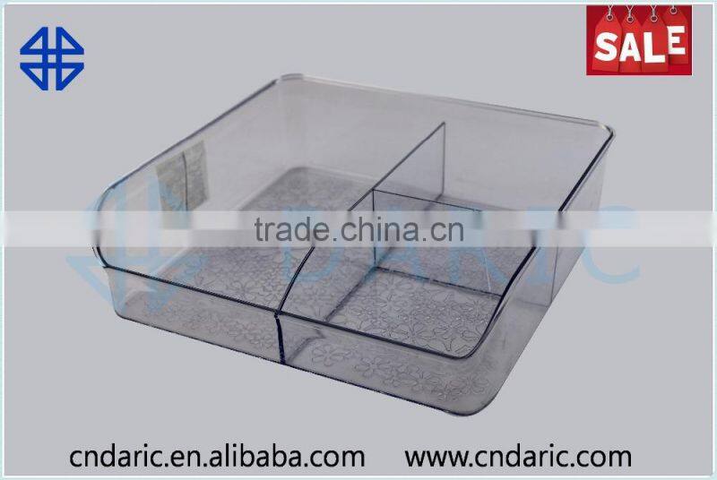 Fridge plastic Storage box with 3 grids