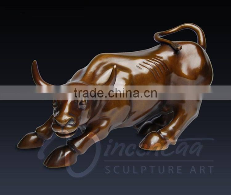 home decorative small size wall street bull bronze animal sculpture