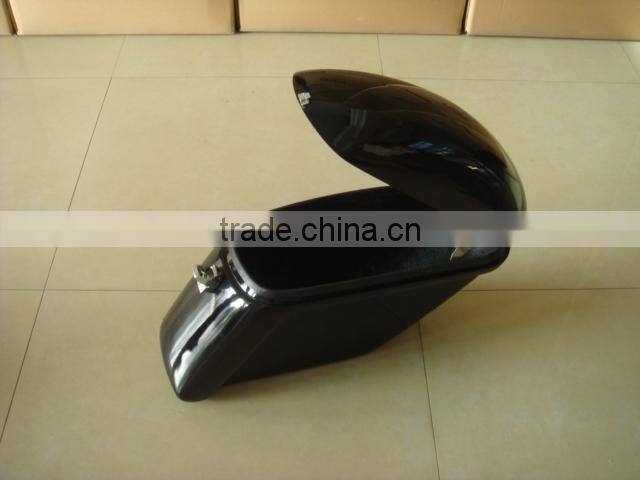 Glossy painting finish customized fiberglass side box for motorcycle, hand lay, carpet inside