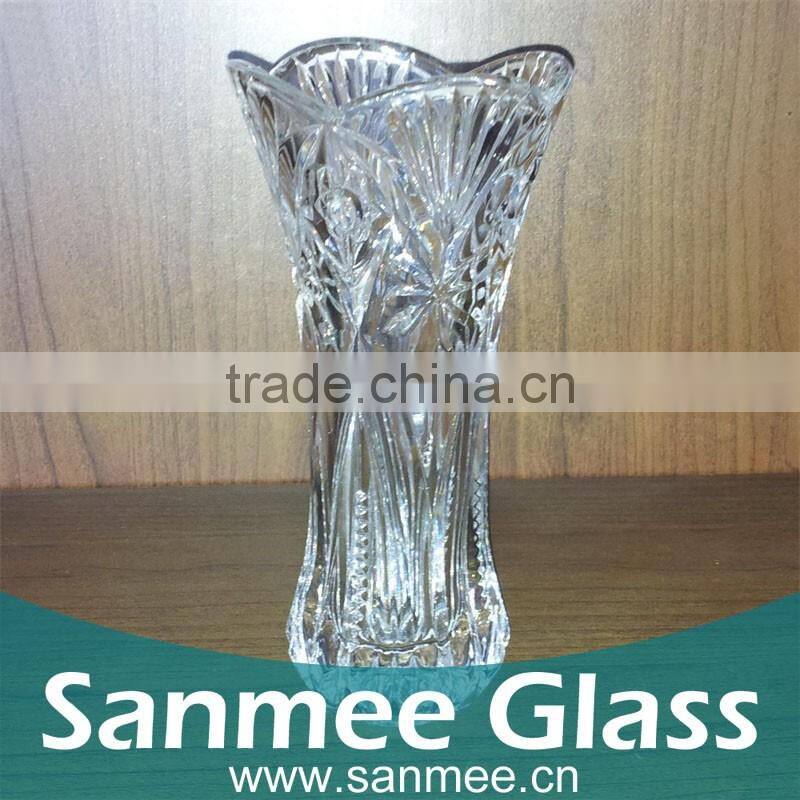 Flower Embossed Crystal Home Decoration Vase