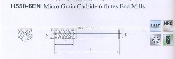 Micro Grain Carbide 6 flutes End Mills