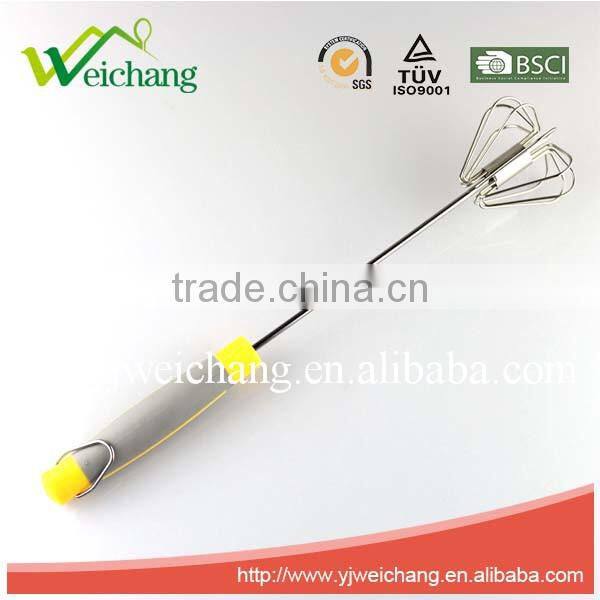 WCJ498 Stainless Steel Rotary Egg Whisk, Egg beater,Stainless Steel Wire Manual Whisk Rotary Egg Beater Hand Mixer Kitchen Gadge