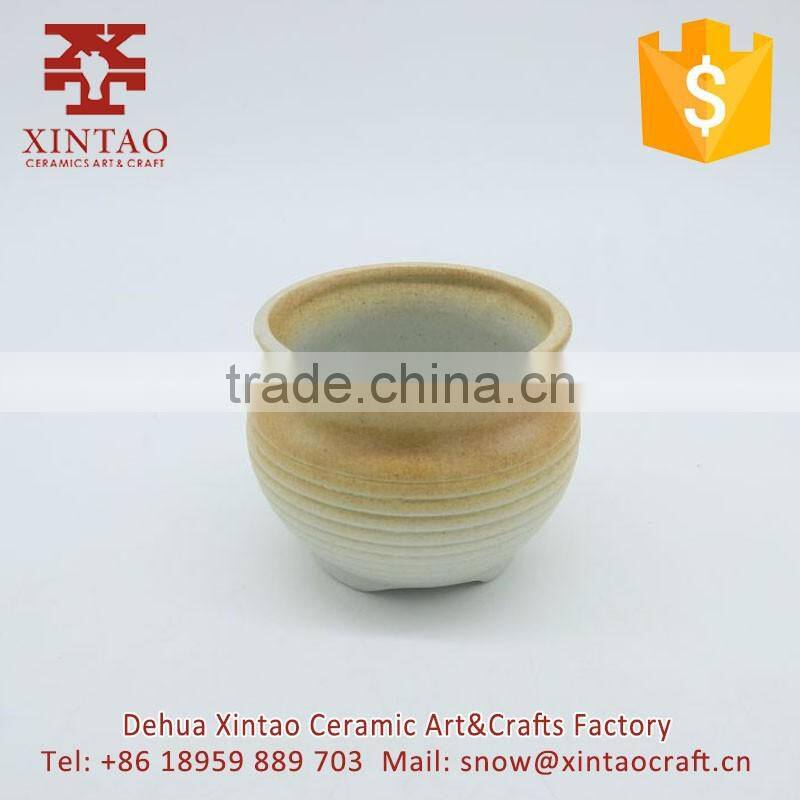Dehua factory supply Very cheap China pottery art brown ceramic flower pots for plants