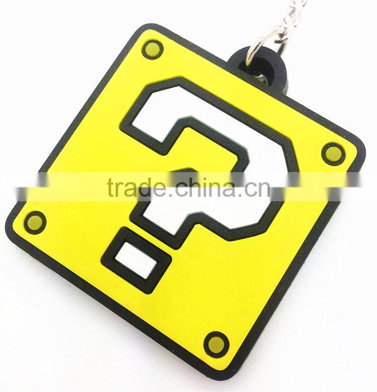 Factory supply square shape custome silicone rubber keychains