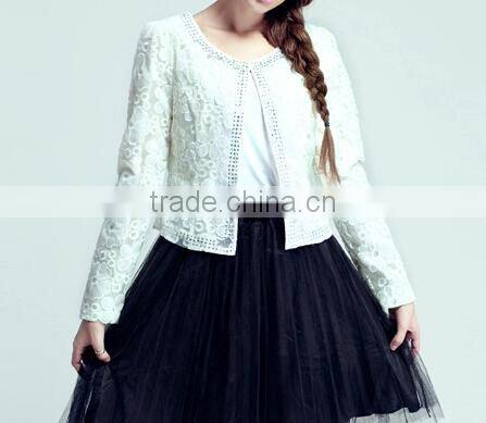 latest ladies quality coat white sheer wholesale factory organza coat