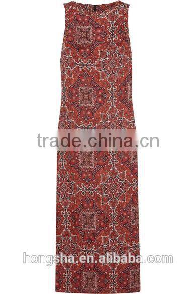 Fashion Sleeveless Vintage Boho Dress Latest Women Linen Dress HSD6672