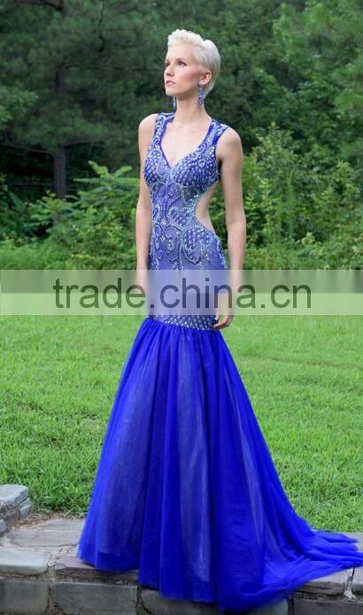 patterns of lace tulle beading backless evening gown dress