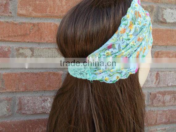 Fashion HOT popular cotton spring lace headwrap