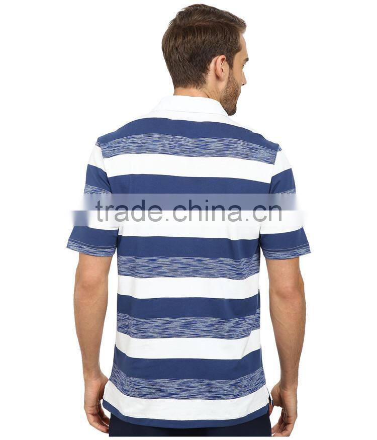 Custom cheap blue striped polo shirts for mens slim fit