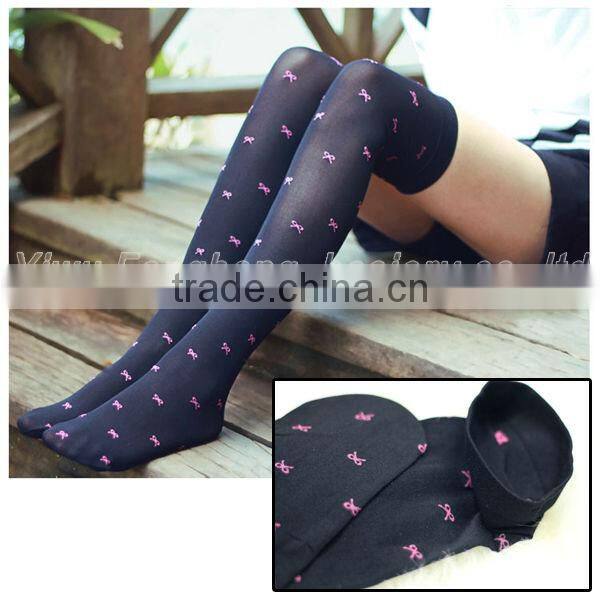 Sexy bowknot jacquard socks