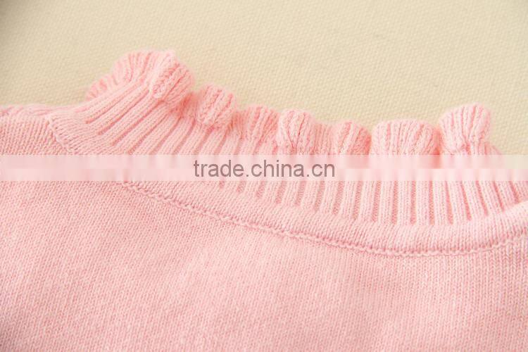 turtleneck collar pink sweaters plain knitted clothes appliqued tiny flower full sleeve winter garments warm