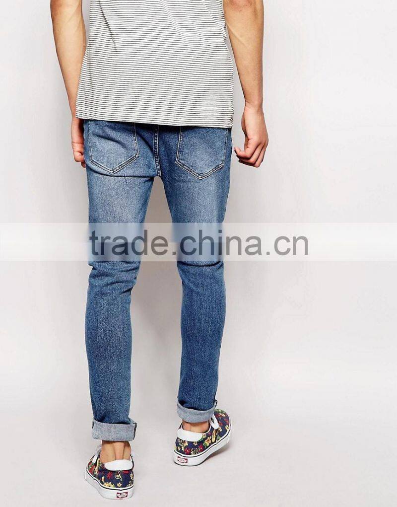 Mens Slim Fit Jeans Acid Wash Denim Jeans Custom Your Own