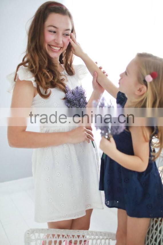 Cotton Floral Embroidered Summer Frock Designs Mom And Daughter Dress Matching