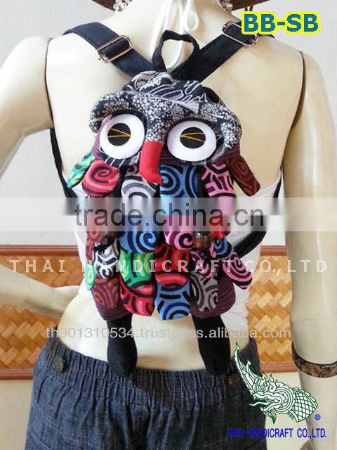 Hill Tribe Patchwork Fabric OWL Back Pack