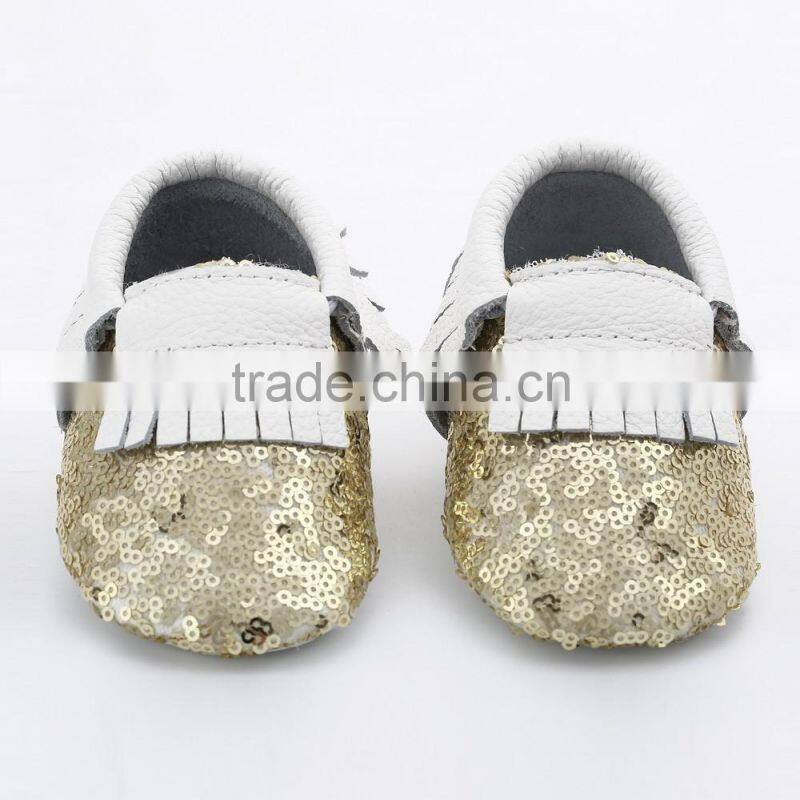 Multicolor sequin fringed leather baby moccasins, sequin baby moccasin