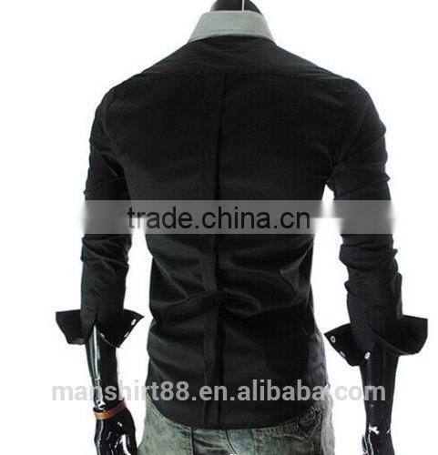 New Mens long sleeve contrast color Slim Fit casual Shirt