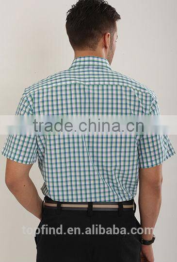 2014 new design slim fit plaids short shirts for Mid Adult Men