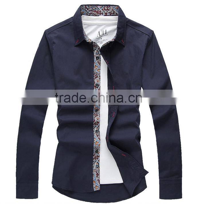 Hot sale fancy printing collar &placket regular fit casual men shirt with competitive price