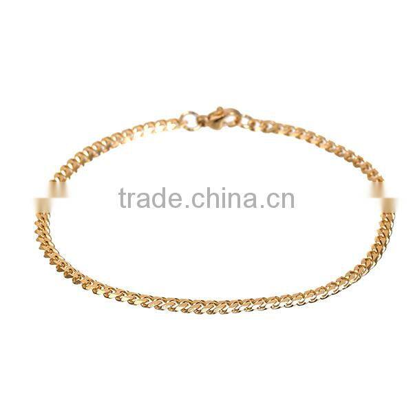 304 Stainless Steel Lobster Clasp Link Curb Chain Bracelets Gold Plated 21cm long