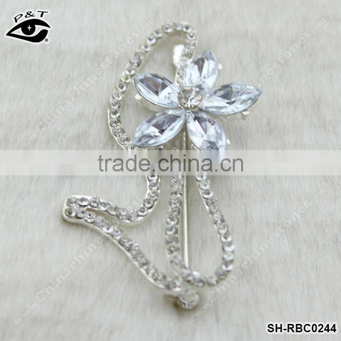 Rhinestone Brooch For wedding invitation Crystal Flower Shape Brooch pins