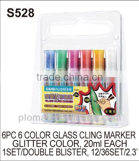 FOR CRAFT (S527) 6 PCS 6 COLORS GLASS CLING MARKER SET