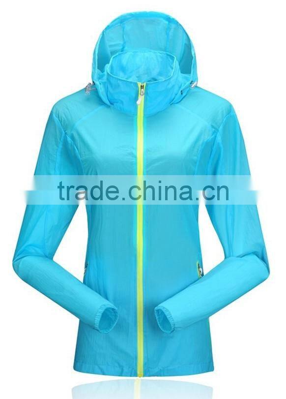 2016 Blue Quick Dry Hooded Mens Nylon Windbreaker