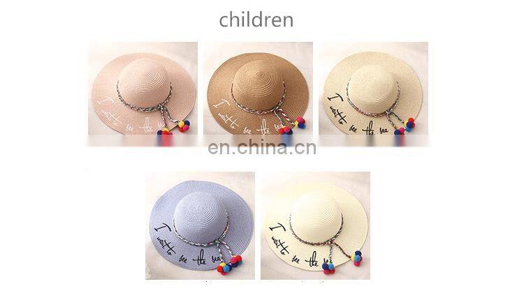 Parrel Truck Parent-Offspring Straw Hat Large Eaves Sunscreen Beach Hat
