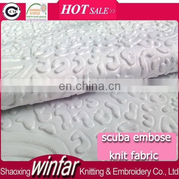 winfar Knit Textile Hot Sell New Product Polyester Solid Dyed 3D Embossed Fshion Scuba Fabric For Dress