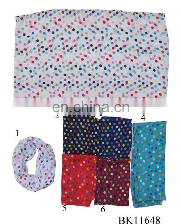 Latest Nice Pattern Plain Collar Muffler Chiffon Scarf Loop Scarf Snood