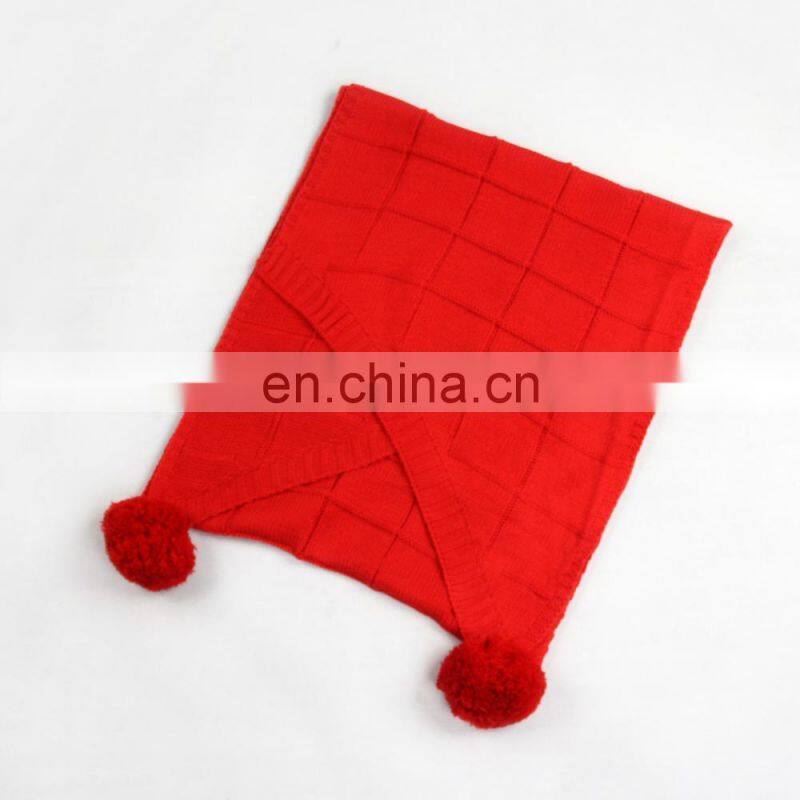 100% acrylic women scarf printed big long shawl ball of yarn red