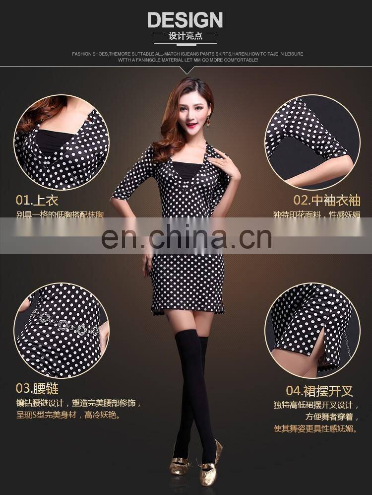 T-5112 Sexy slim black and white round dot women belly dance skirt