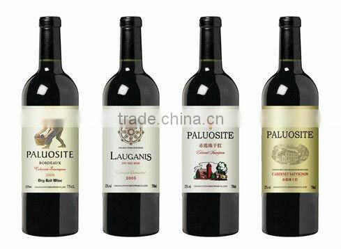 PVC clear wine bottle labels/stickers/ high-quality adhesive labels