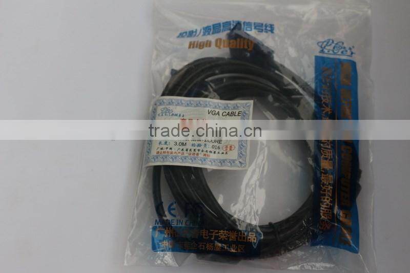 3m Nickel Plated HD15 pin 3+5 Male to Male super monitor vga cable
