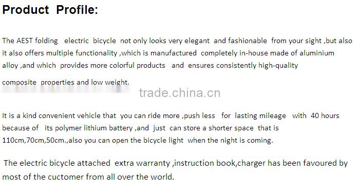 Fast Folding Mini Electric Bicycle,250W Cheap E-Bicycle , Electric Bicycle With Lithium Battery .