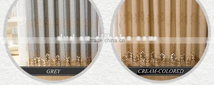 polyester jacquard finished cheap window curtains with iron rings and curtain rod