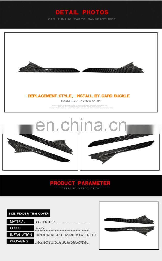 Carbon Fiber Car side fender trim cover grill for BMW F90 M5 Sedan 4-Door 2018-2020