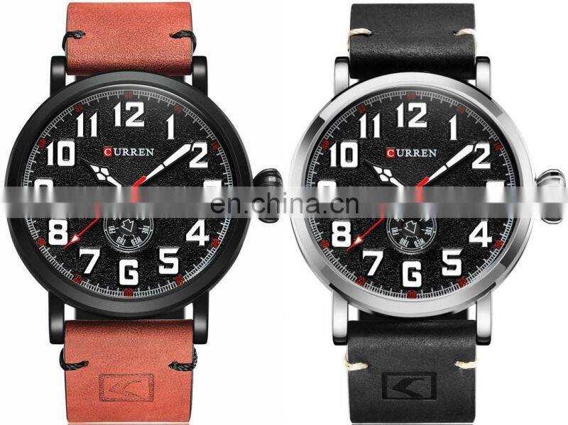 CURREN 8283 Men's Leather Watches Quartz Movement Cheap Fashion&Casual Auto Date Leather Band Watches