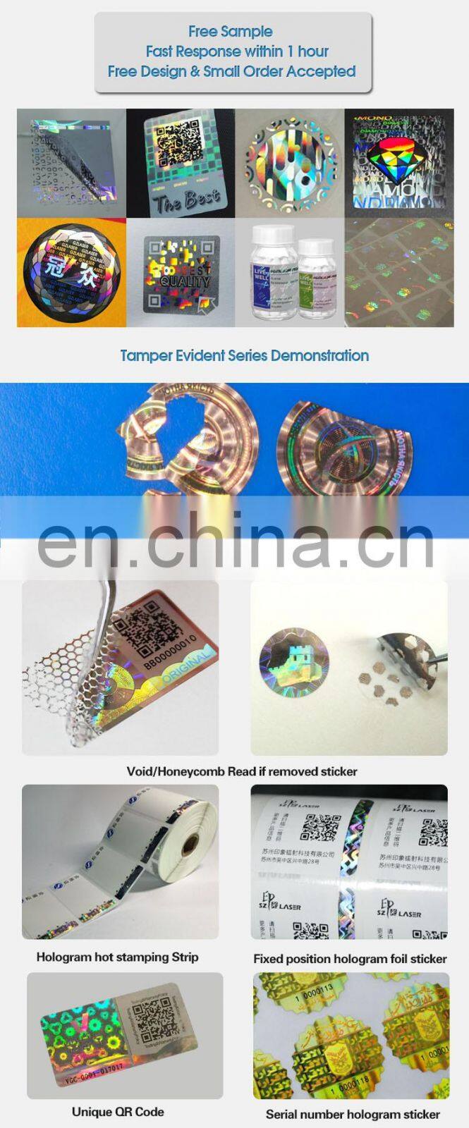 Shiny Personalized Customized Round Brand Protection Hologram Stickers