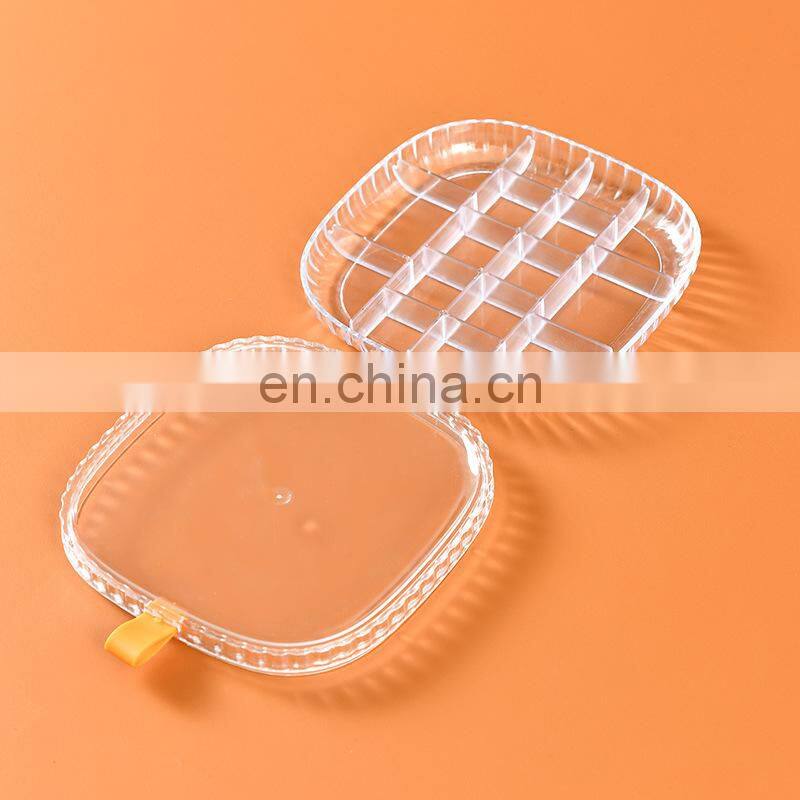 Plastic Jewelry Box Transparent Portable 3 Layer Compartment Square Ring Earring Storage Case Organizer