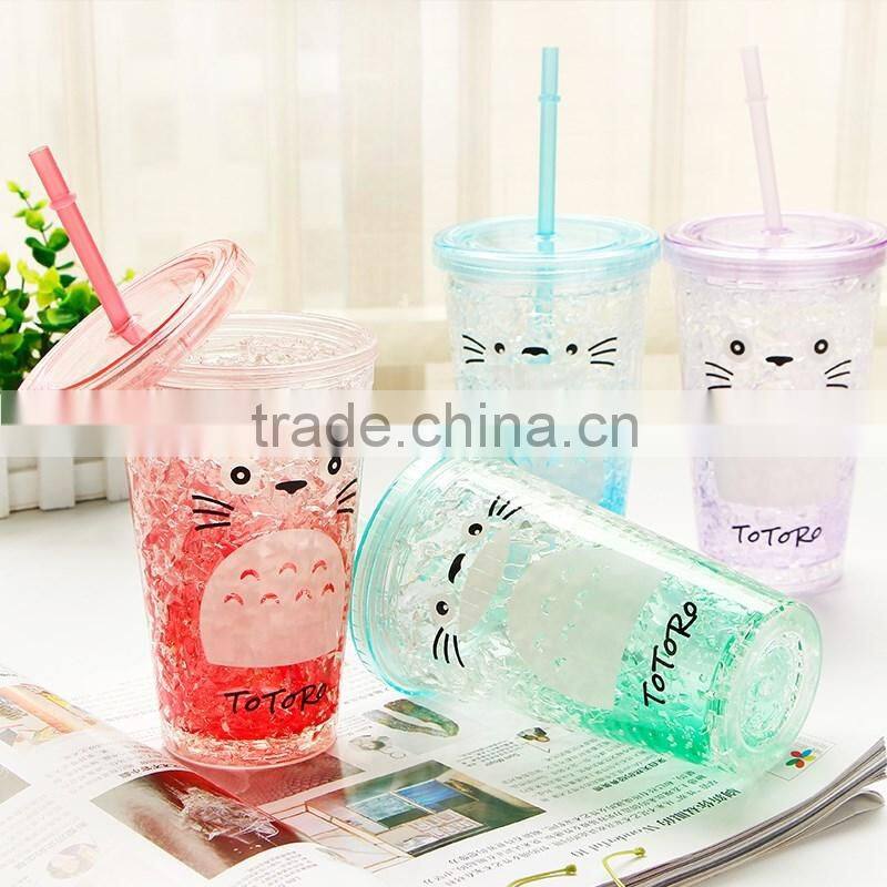 Plastic Tumbler Cup with Lid and Straw