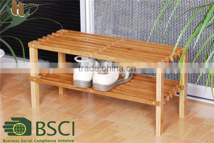 Bamboo 2-Tiers Stackable Shoe Rack