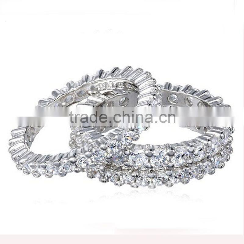 Wholesale rhodium plating Amethyst diamond CZ wedding Ring