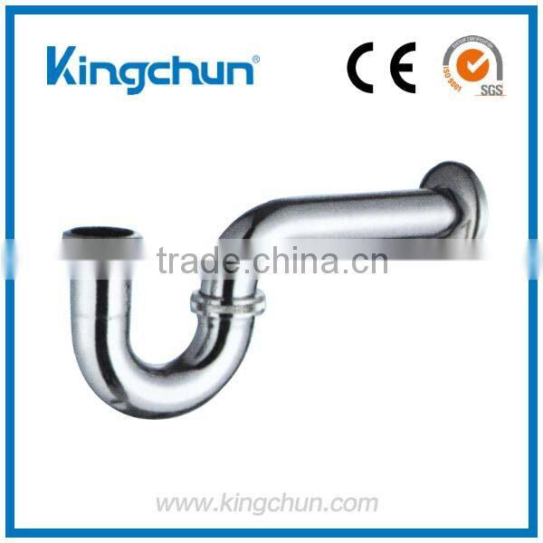 Polished Chrome P Trap with Round Box Escutcheon 1-1/2" Basin Sink Trap