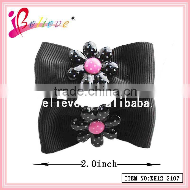Classical design grosgrain ribbon elastic hair band wholesale elastic hair bow (XH12-2107)