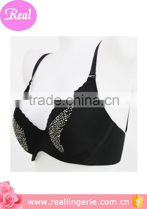 black sequin decorated ladies bra,women sexy seamless mature bra