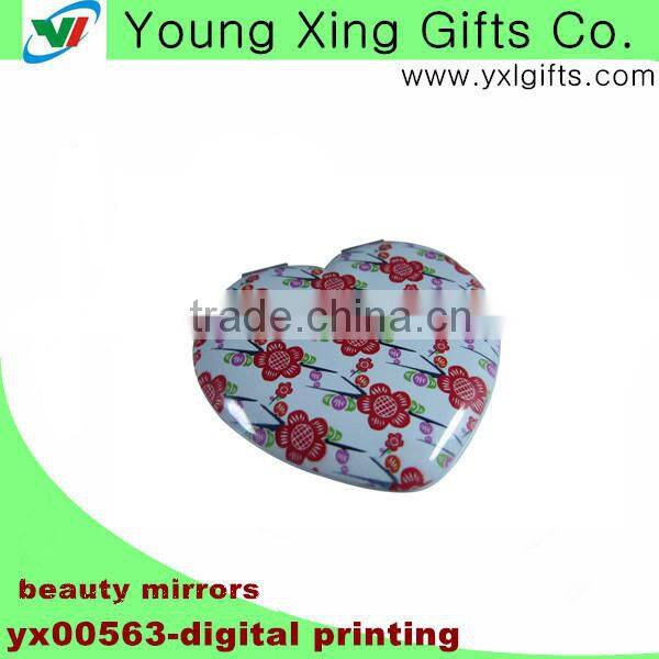 Aluminum digital pretty heart shape pocket mirror